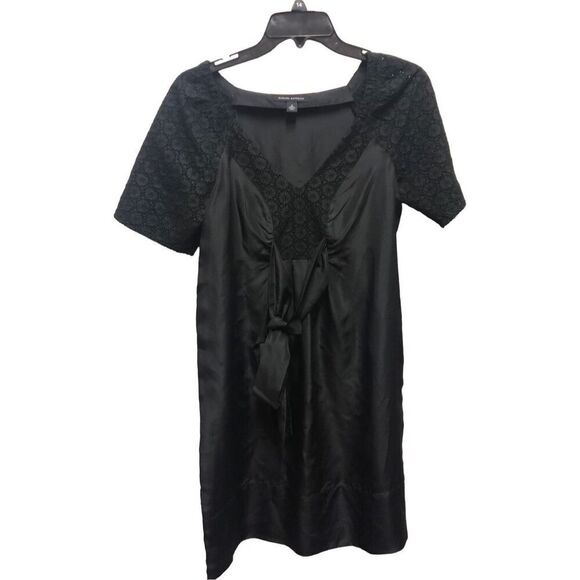 Banana Republic Women’s Black Silk Formal Embroidered Tie in Back Elegant Chic D - Picture 2 of 8